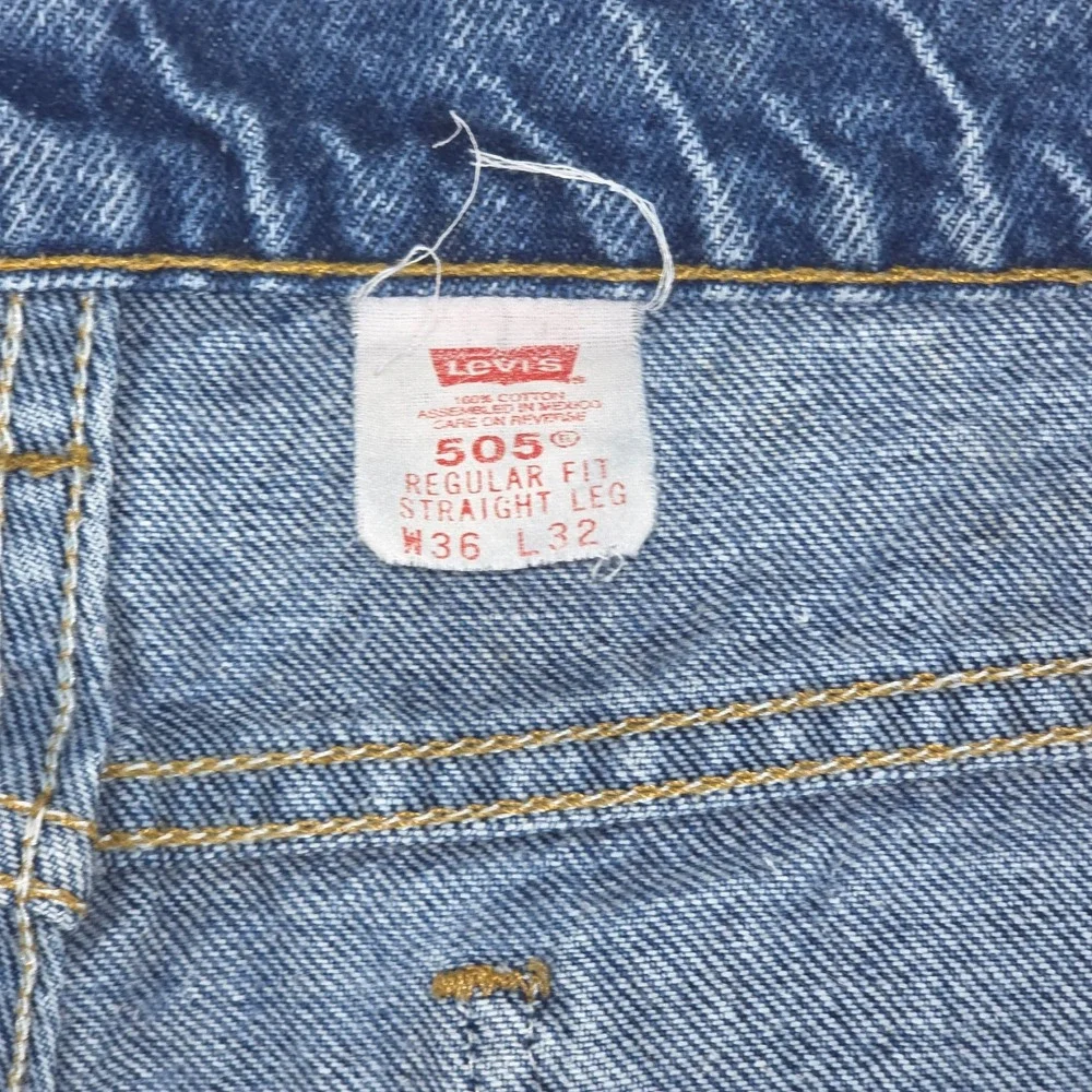 Levi's 505 Orange Tab Jeans Men's 36x32 Classic Medium Wash Vintage 90s Whiskers